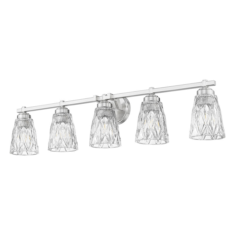 Meuble-lavabo 5 lumières Andree, Nickel brossé, H 9 po x l 40 po x P 6,25 po, 5 lumières