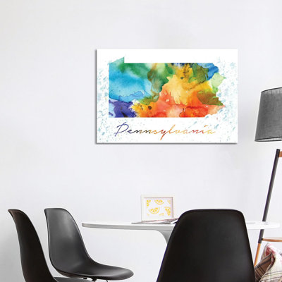 Pennsylvania State Colourful - Wrapped Canvas Painting