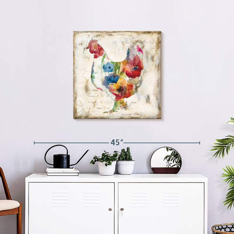 Crowle Flowered Hen, 24" H x 24" W