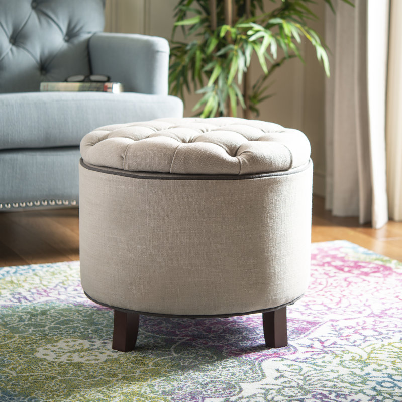 Repose-pieds capitonné rond avec rangement 20,8 po Maiden, Taupe intense