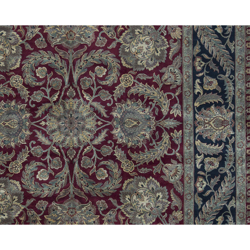 Tapis rouge et noir de haute qualité noué à la main Trinity