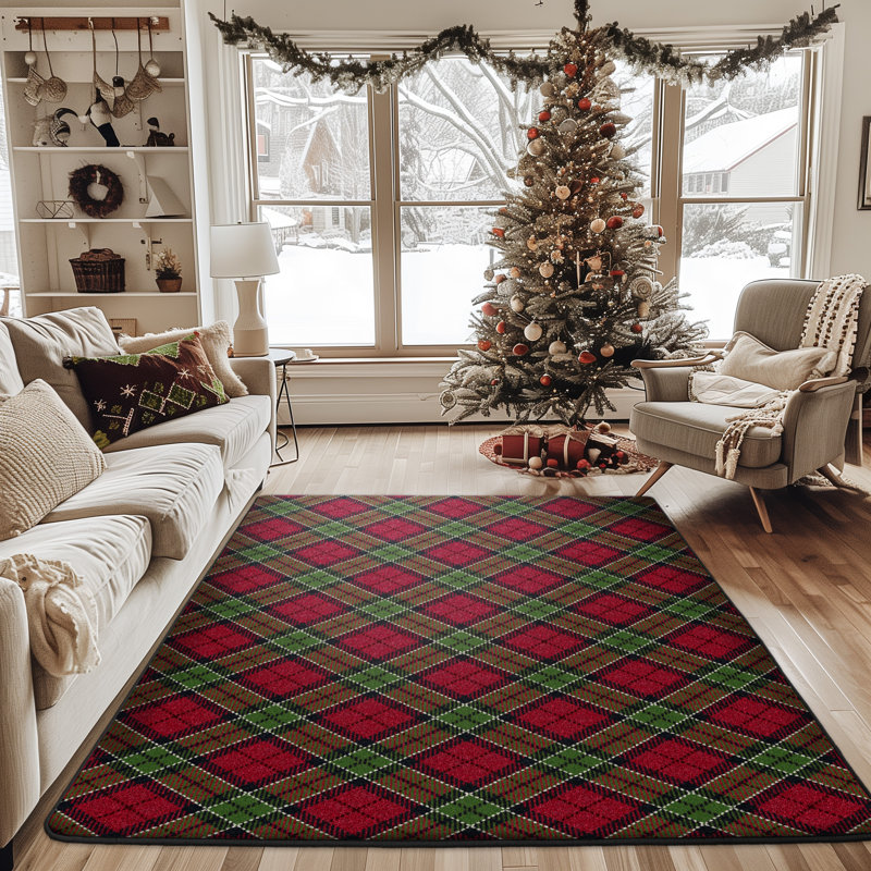 Tapis à motif écossais Ligaya Christmas, Rectangle 2 pi 8 po x 3 pi 10 po