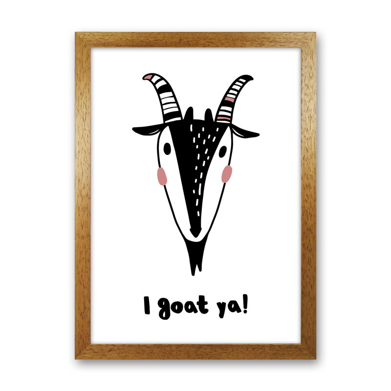 Goat by Miniofmine - Print, 63cm H x 46cm W x 3cm D, Brown Framed