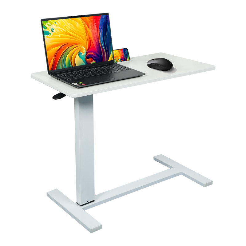 Rolling Laptop Table With Wheels,ipad Slot 31.3"x15.7", Height Adjustable From 25.6" To 37"