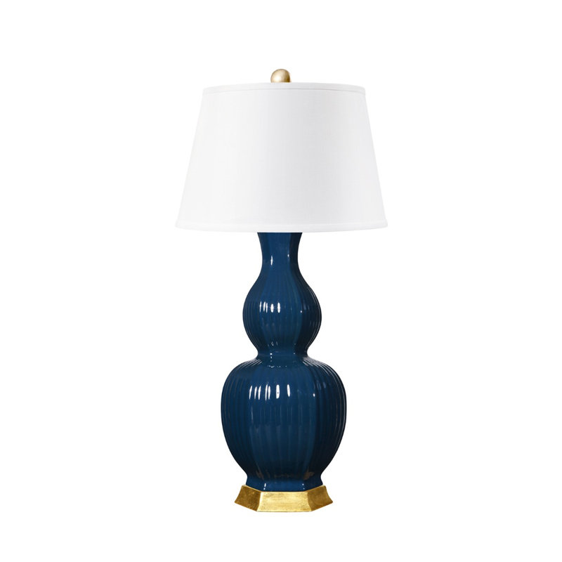 Delft Lamp with Shade, Navy Blue