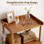 Table de chevet en rotin de bambou avec table d'appoint et porte rabattable