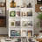 Modern Double-Sided Magazine Rack And Bookshelf Organizer With 12 Storage Compartments, Freestanding Display Shelf For Living Room Or Office, 47.2” High White Storage Cabinet