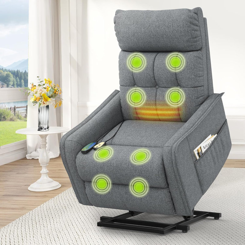 67cm Wide Home Theatre Recliner with Massager, Dark Grey