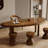 Brown Curved Solid Wood Dining Table-1917722433