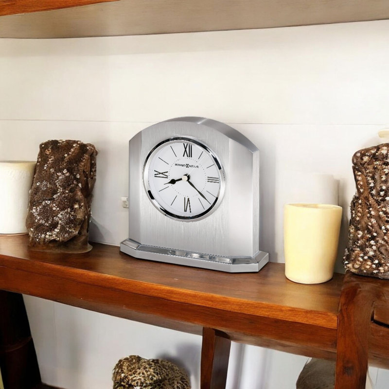Horloge de table Lincoln, cadre arqué en aluminium massif, cadran à chiffres romains, mouvement à quartz