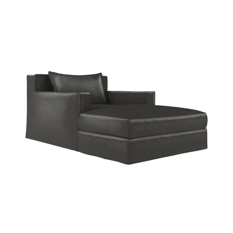 Chaise longue Mulberry, Patiné, Cuir rétro graphite