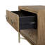 Table de chevet 2 tiroirs avec chargement USB, finition latte, base en métal et doublure en cèdre pour les chambres modernes