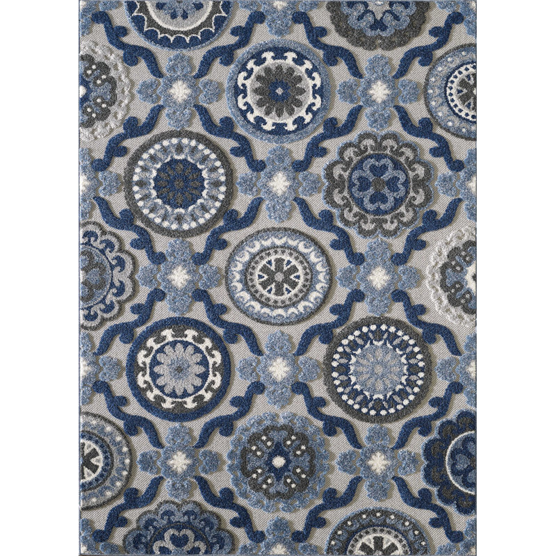 Tapis bleu Menzies Ikat, Rectangle 4 pi x 6 pi