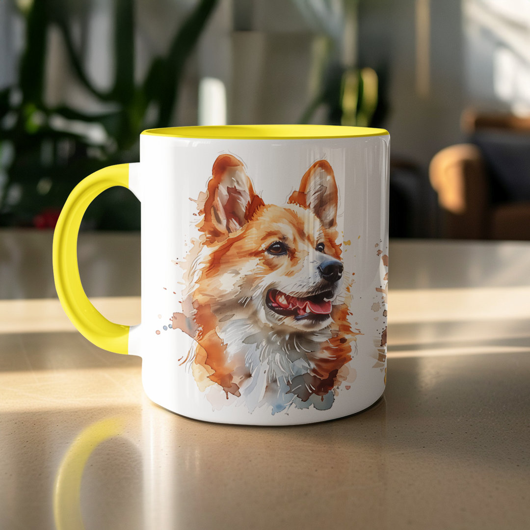 Set of 4 – 11oz Watercolour Fluffy Puppies Design Coffee Mug