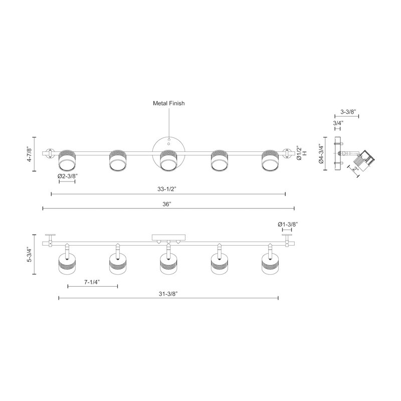 Lyra 36'' Brushed Nickel 5-Light LED Track Kit