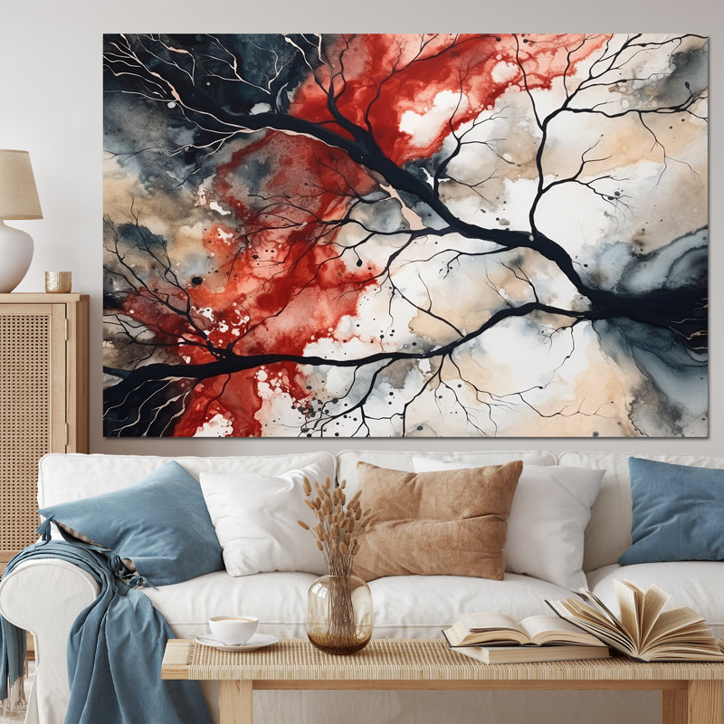 Encre liquide rouge et noire captivante - art abstrait géométrique