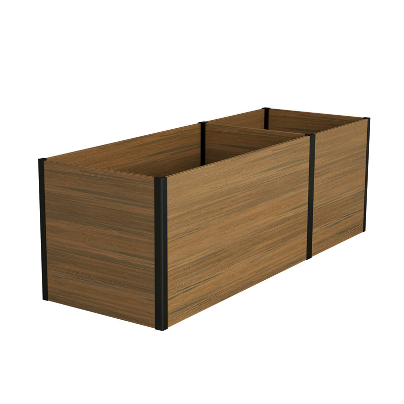 Lit de jardin surélevé modulaire avec pots à fleurs rectangulaires et carrés (pas de panneau inférieur), Brun