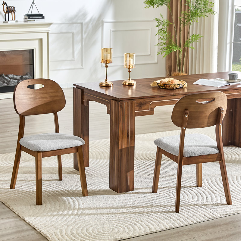 Ensemble de 2 chaises de salle à manger en bois massif de style Mid-Century moderne, finition noyer avec siège rembourré personnalisable
