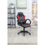 Chaise de bureau à hauteur réglable, coussins d'accoudoirs, dossier, noir et rouge pour un espace de travail efficace