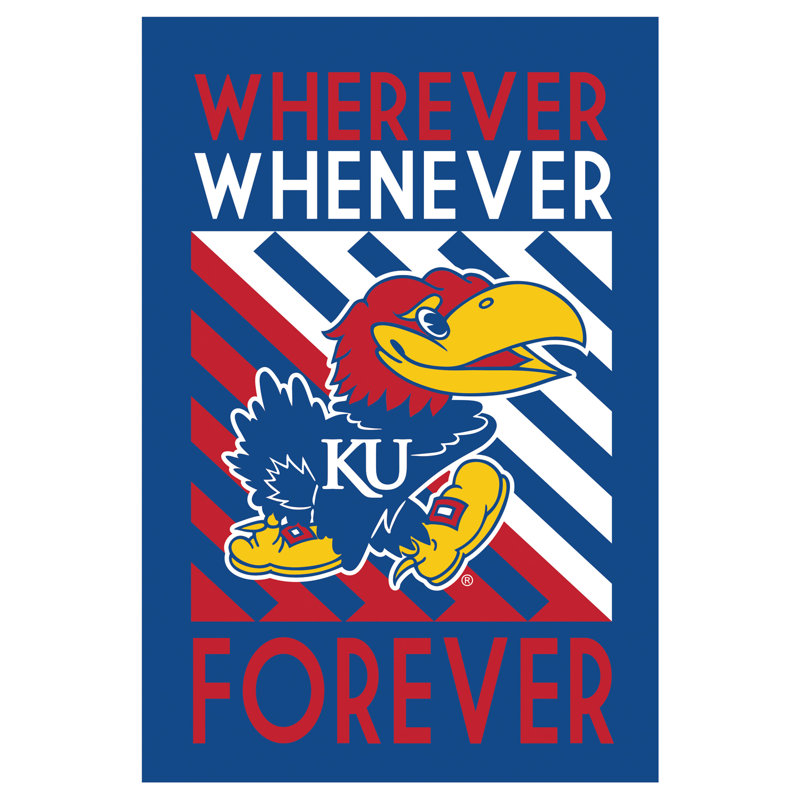 Drapeau de maison en polyester Deeric 0,05 x 4 po, Université du Kansas
