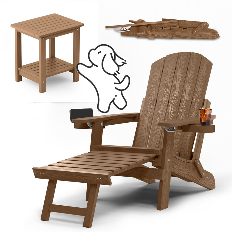 Foldable Outdoor Adirondack Set, Brown