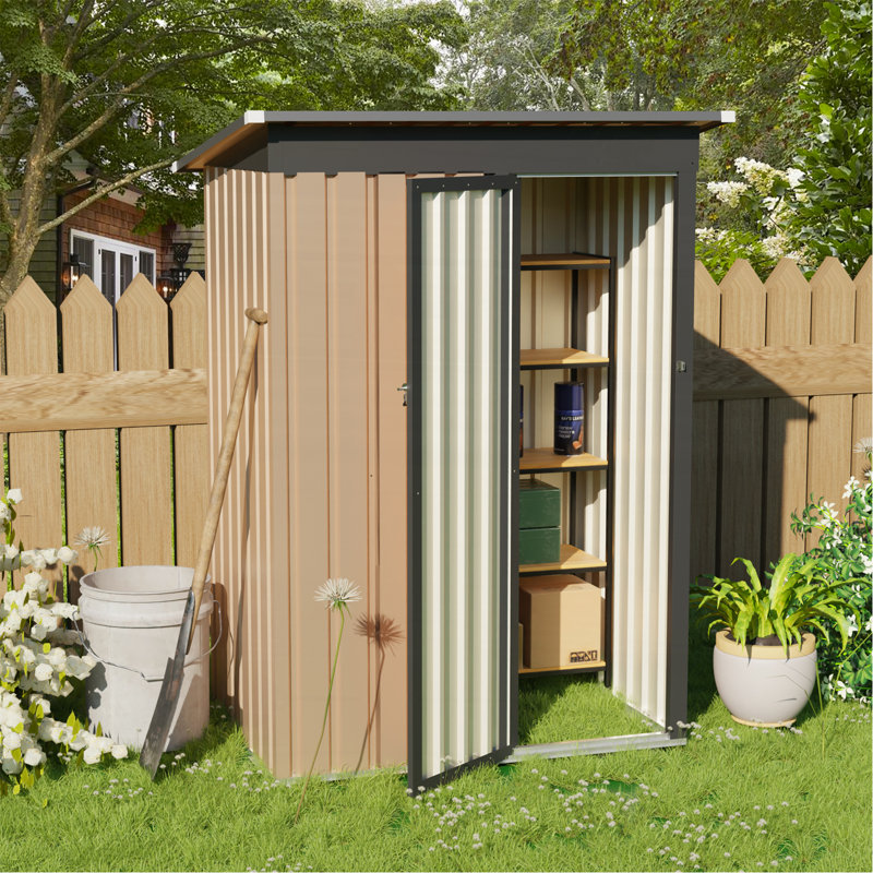 Abri de jardin en métal 4,27 pi x 2,42 pi 5 x 3 pi avec porte à charnière