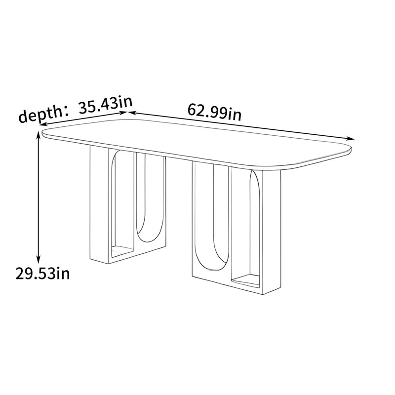 Light luxury rectangular dining table, 29.53"H x 62.99"L x 35.43"W