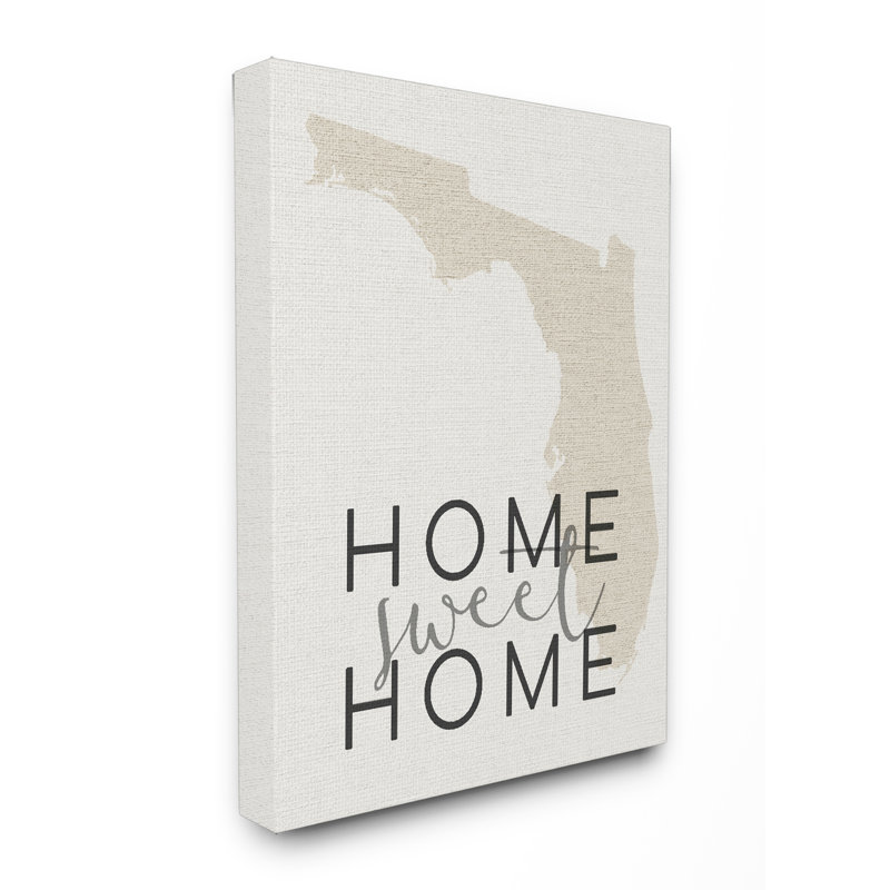Reproduction d’art textuel "Home Sweet Home Florida Typography" par Daphne Polselli, H 20 po x l 16 po, Toile tendue