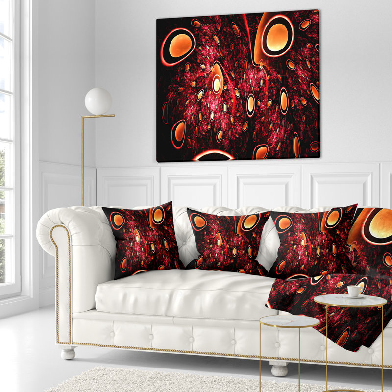 Conception abstraite rouge 3D - oreiller imprimé abstrait, 18 po x 18 po, Coussin décoratif