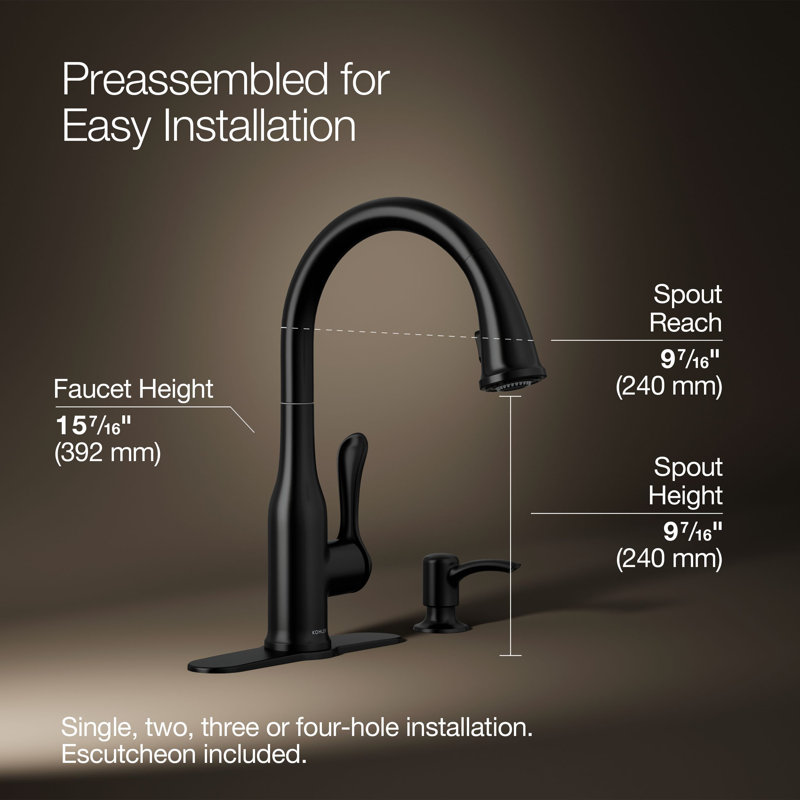 Motif Pulldown Kitchen Faucet, Matte Black