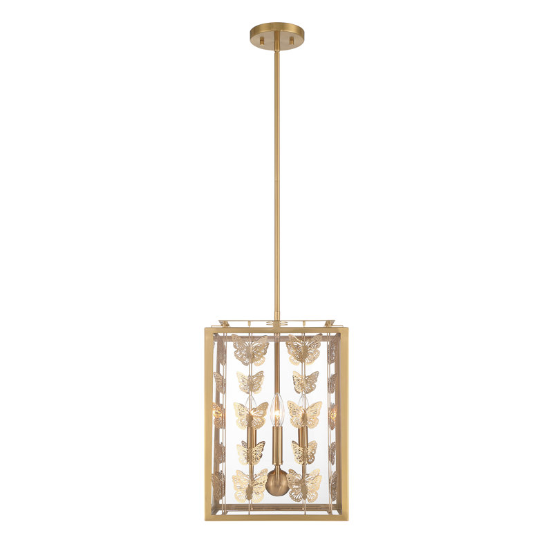 Birch 4-Light Warm Brass Pendant with Clear Glass Shade