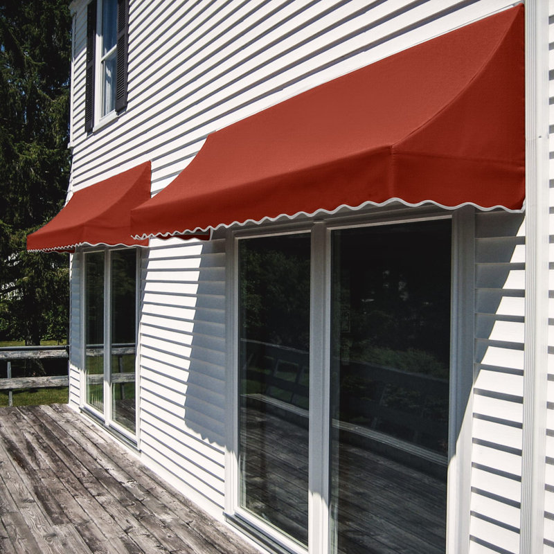 Auvent fixe en tissu acrylique Awantech Nantucket, Terracotta, H 44 po x l 88,5 po x P 36 po