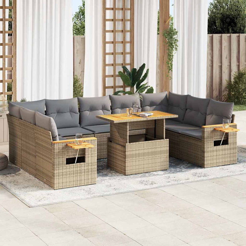  Garden Sofa Set Beige, Light Grey