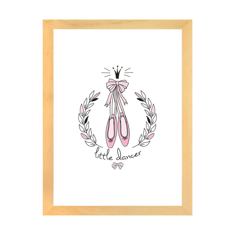 Little Dancer Shoes - impression d'art graphique, H 24 po x l 16 po x P 1 po, Papier avec cadre beige, Blanc