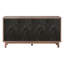 Grand buffet avec 4 portes à motif cannelé et 2 tablettes - Armoire de rangement style Mid-Century à finition noire antique-1613858833