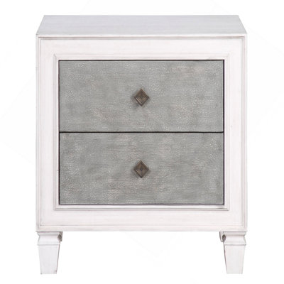 Rustic Grey And Weathered White 2-Drawer Nightstand