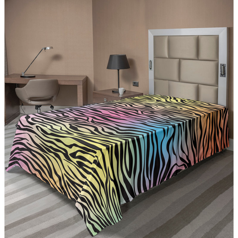 Ambesonne Nature Top Flat Sheet Glisten Fish Sunlight King Blue Purple White, Drap plat pour lit simple TG