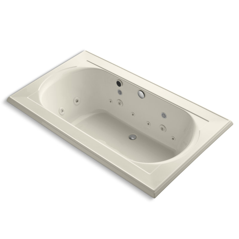 Memoirs 72" x 42" Drop in Combination Acrylic Bathtub with Light and Heater Included, Almond