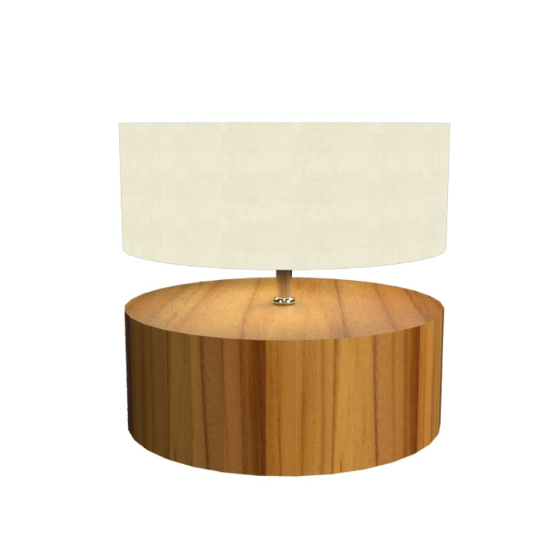 Cilíndrico Desk Table Lamp, Teak, Ivory