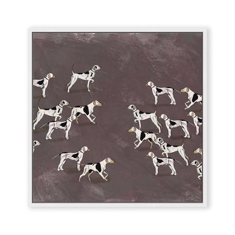 Nature Inspired Modern Ensemble: Sleek Hound Soirée, 36" H x 36" W, Framed Matted Print, Gold