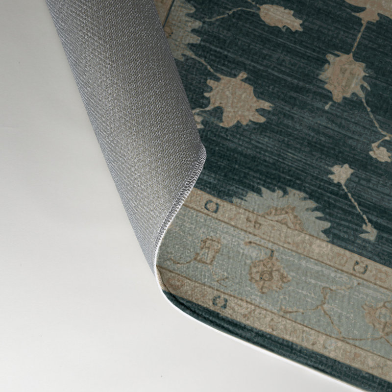 Overdyed Green Indoor and Outdoor Area Rug, Rectangle 5' x 7'