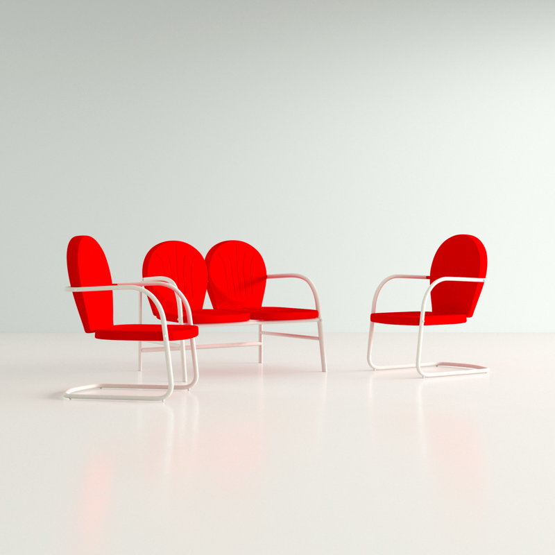 Ensemble de conversation 3 pièces Burley, Rouge vif lustré