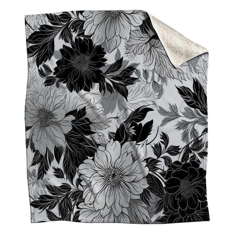 Couvertures monochromes à motif floral, L 50 po x H 60 po