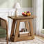 Table de bout étroite en bois massif, table d'appoint de style campagnard pour le salon, brun-1955787008