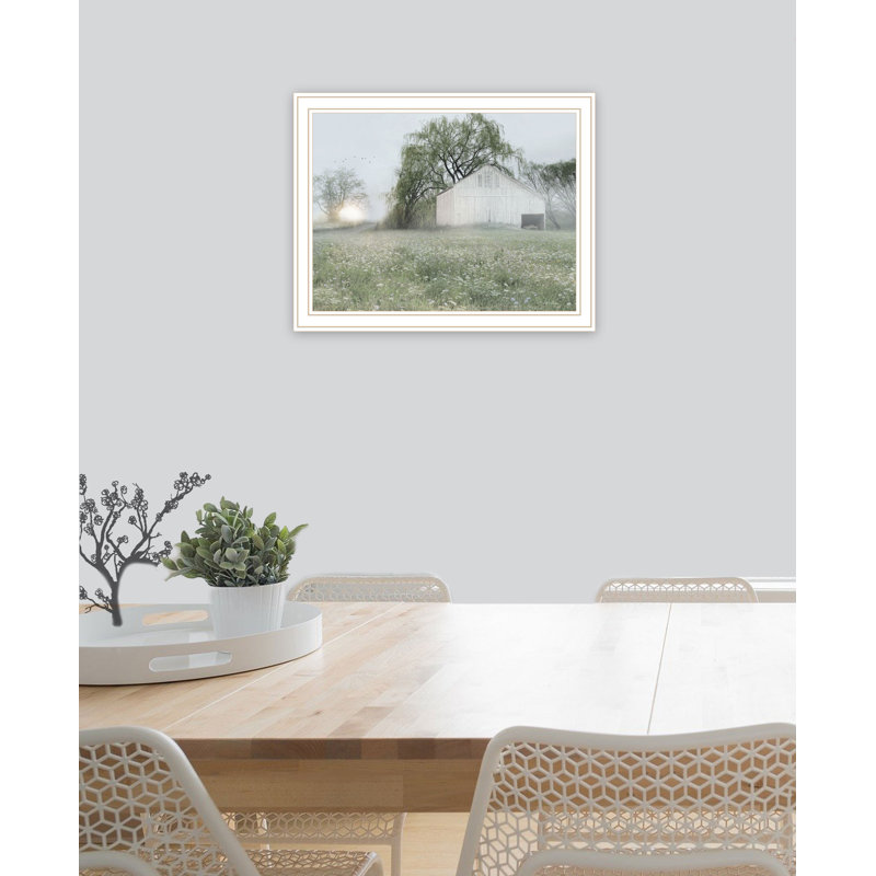 «Green Country Morning» par Lori Deiter - impression d'un seul cadre, L 18 po x H 14 po, Cadre blanc et or