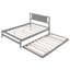 Lit plateforme double avec lit gigogne à hauteur ajustable, bois de pin massif, tête de lit, lattes, sans sommier-114793006