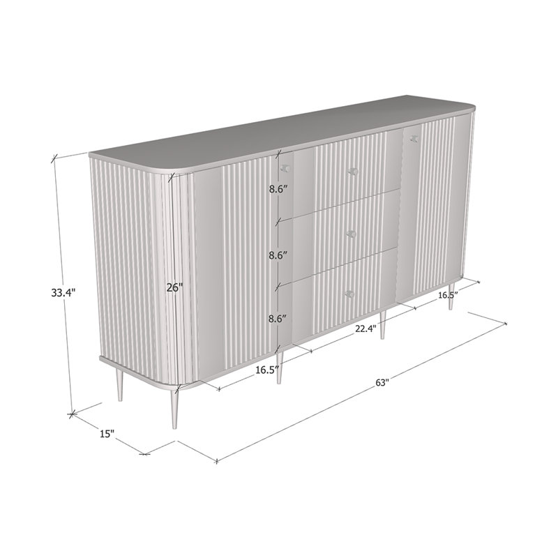 Elena 33.4" Sideboard with Matte Finish