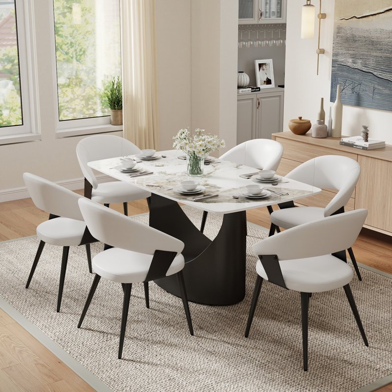 Chaises de salle à manger rembourrées Modern, Blanc