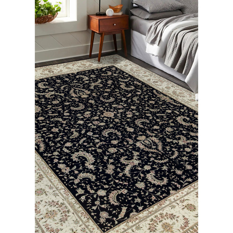 Elegance Oriental Area Rug in Black/Gray/Ivory