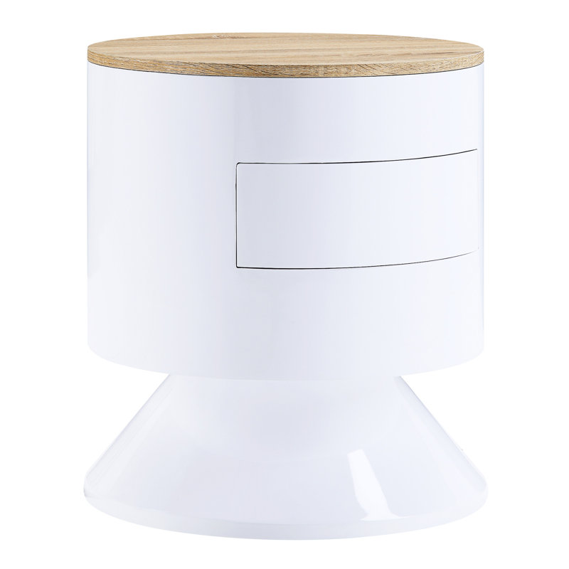 Table d'appoint en bois blanc avec présentoir et utilitaire - entièrement assemblée, assemblage rapide - utilisation élégante sans assemblage requis